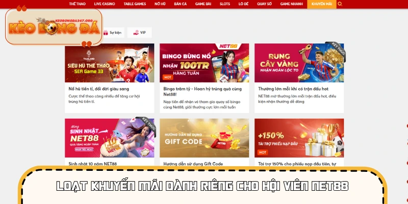 Loạt khuyến mãi dành riêng cho hội viên NET88